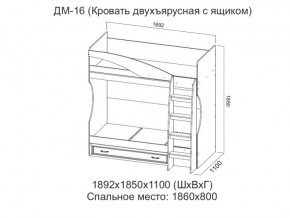 ДМ-16 Кровать двухъярусная с ящиком в Ревде - revda.magazin-mebel74.ru | фото