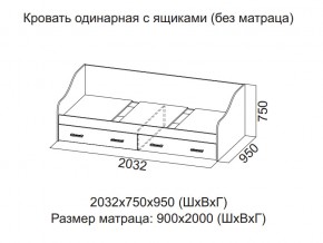 Кровать одинарная с ящиками (Без матраца 0,9*2,0) в Ревде - revda.magazin-mebel74.ru | фото