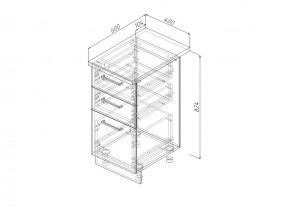 Н3Я 40 Модуль нижний Без Столешницы 3 ящика МН3Я 40 в Ревде - revda.magazin-mebel74.ru | фото