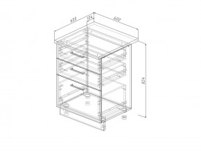 Н3Я 60 Модуль нижний Без Столешницы 3 ящика МН3Я 60 в Ревде - revda.magazin-mebel74.ru | фото